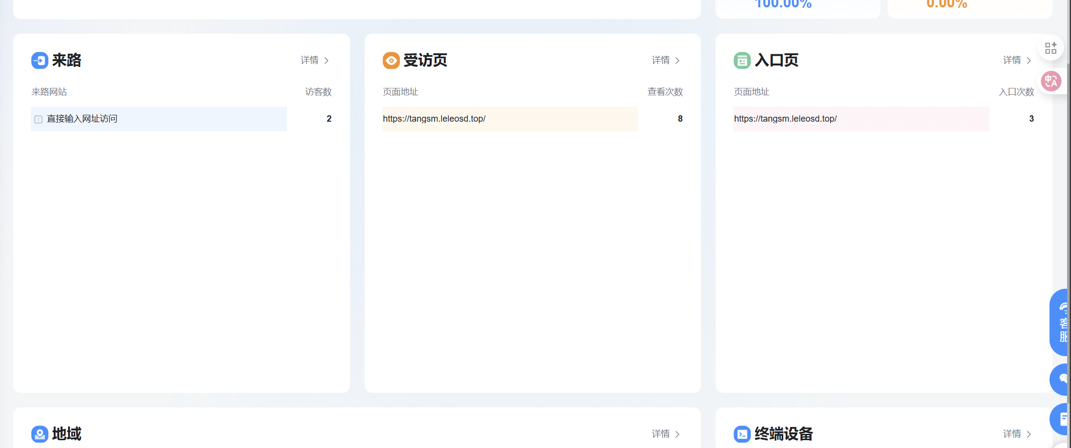示例数据统计页面